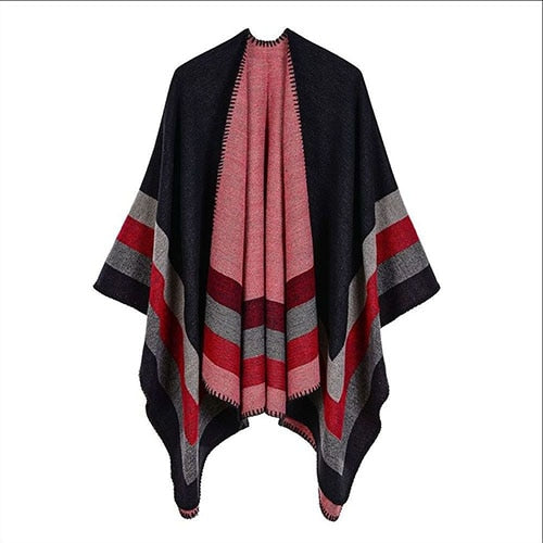 New fashion women winter warmer shawl ladies large stripe wraps poncho capes