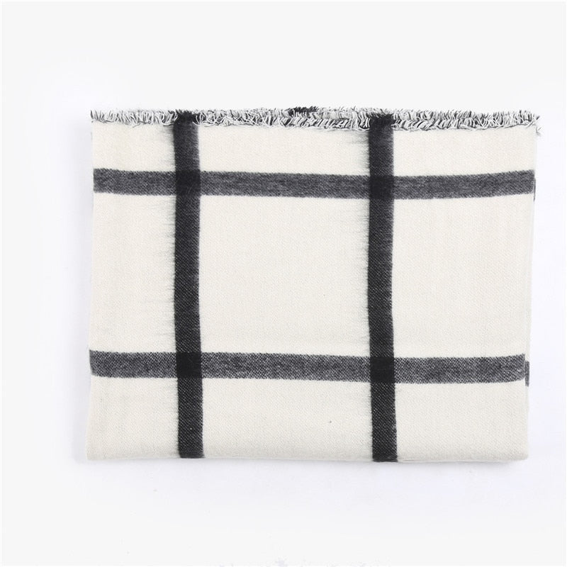 New black white tartan plaid cashmere scarves women winter thick warm blanket scarf lady brand shawl wraps super large