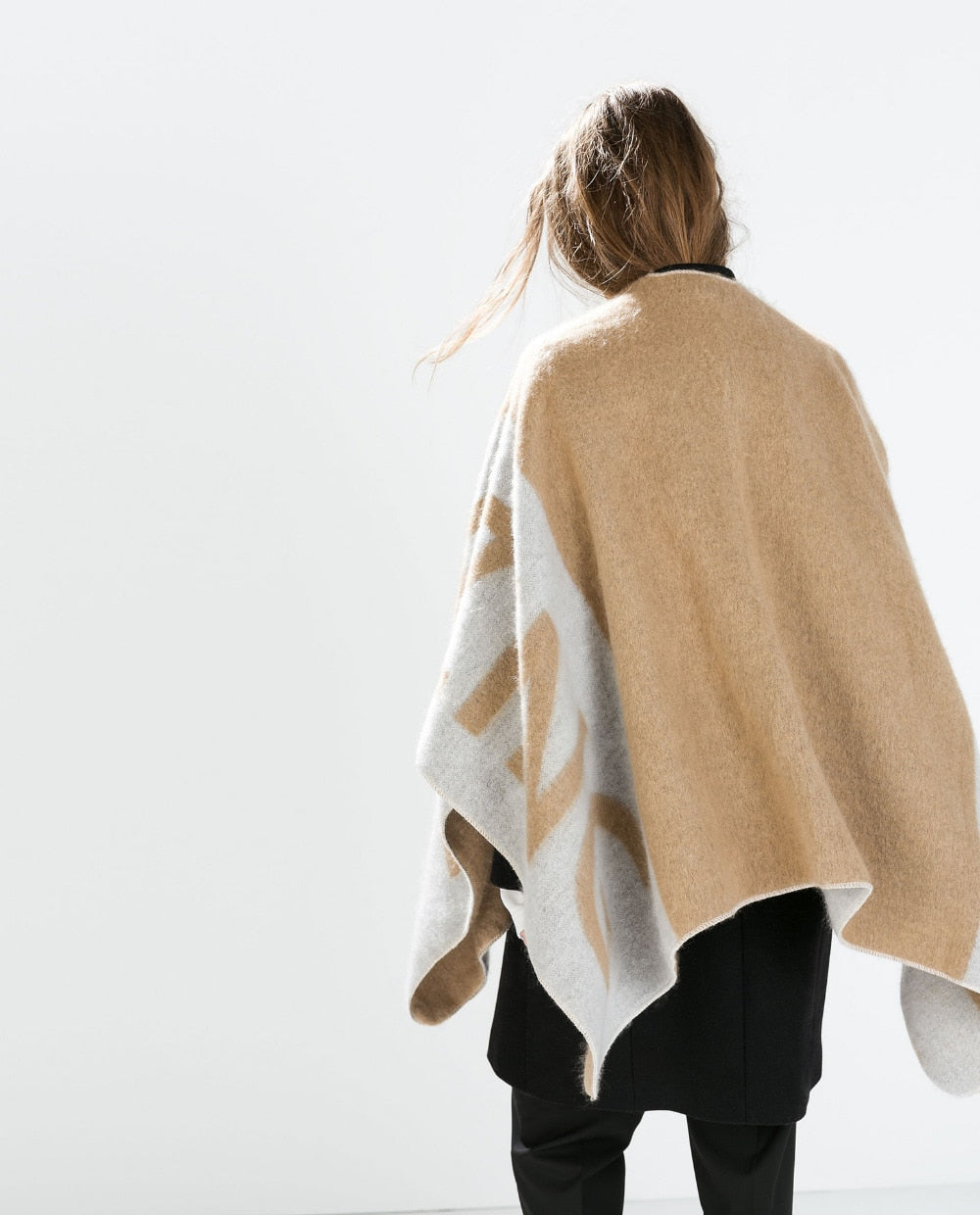 New fashion letter free printted poncho scarves for women cashmere blanket scarf lady winter thick warm shawl wraps brand cape
