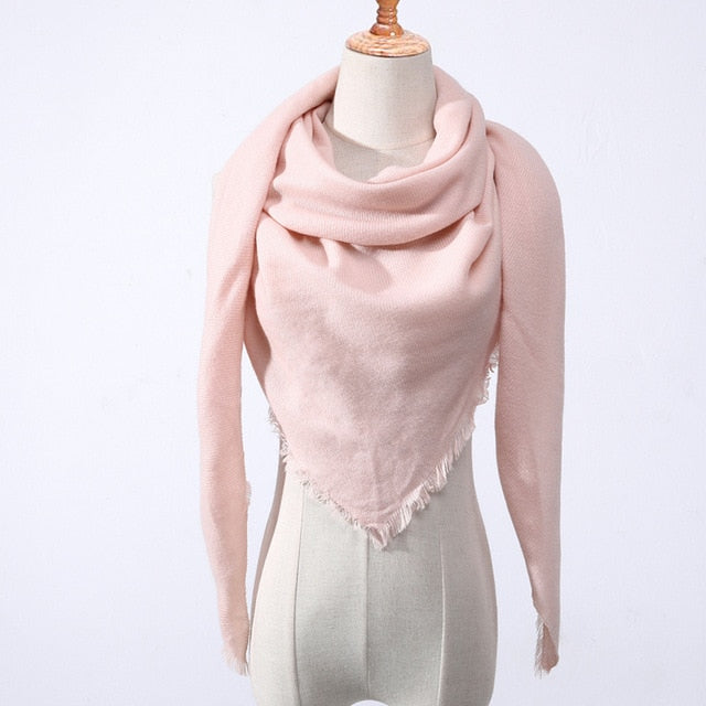 New Women's Winter Triangle Scarf Plaid Warm Cashmere Scarves Female Shawls Pashmina Lady Bandana Wraps Blanket Bandana