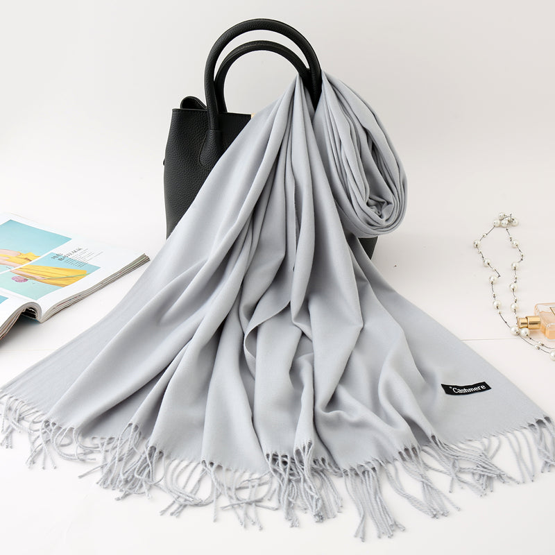 winter scarf solid thick women cashmere scarves neck head warm hijabs pashmina lady shawls and wraps bandana Tassel