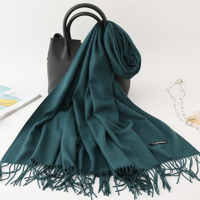 winter scarf solid thick women cashmere scarves neck head warm hijabs pashmina lady shawls and wraps bandana Tassel