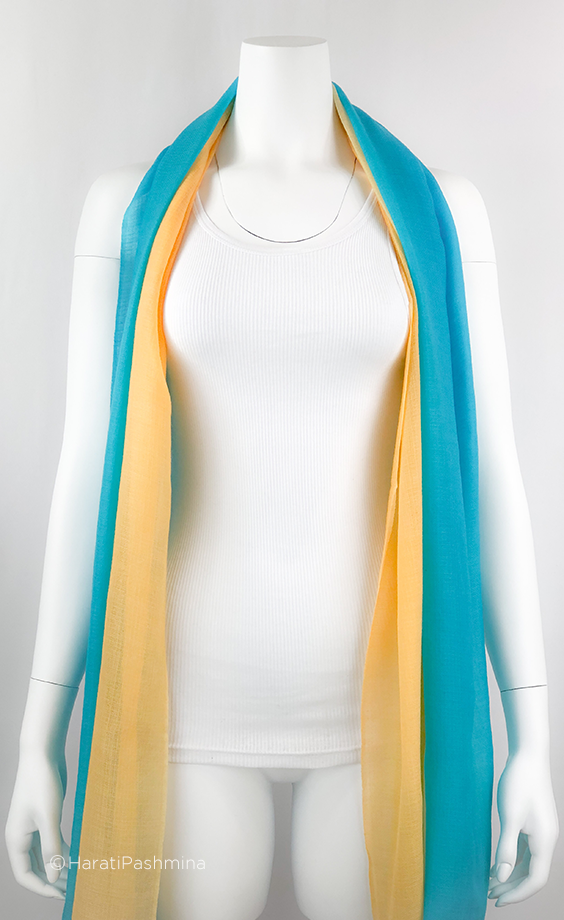 TURQUOISE HALF HALF WOVEN SHAWLS