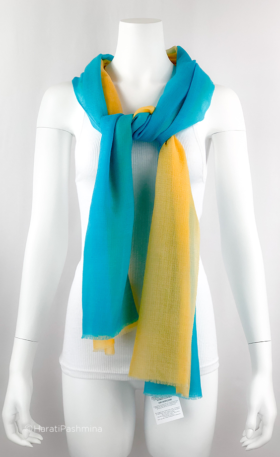 TURQUOISE HALF HALF WOVEN SHAWLS