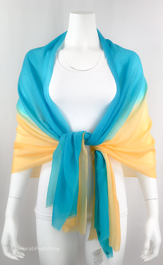 TURQUOISE HALF HALF WOVEN SHAWLS