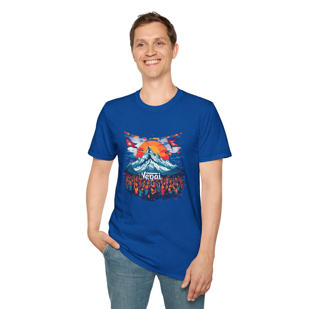 Nepal Mountain Sunrise T-Shirt — Retro Trekking Graphic Tee
