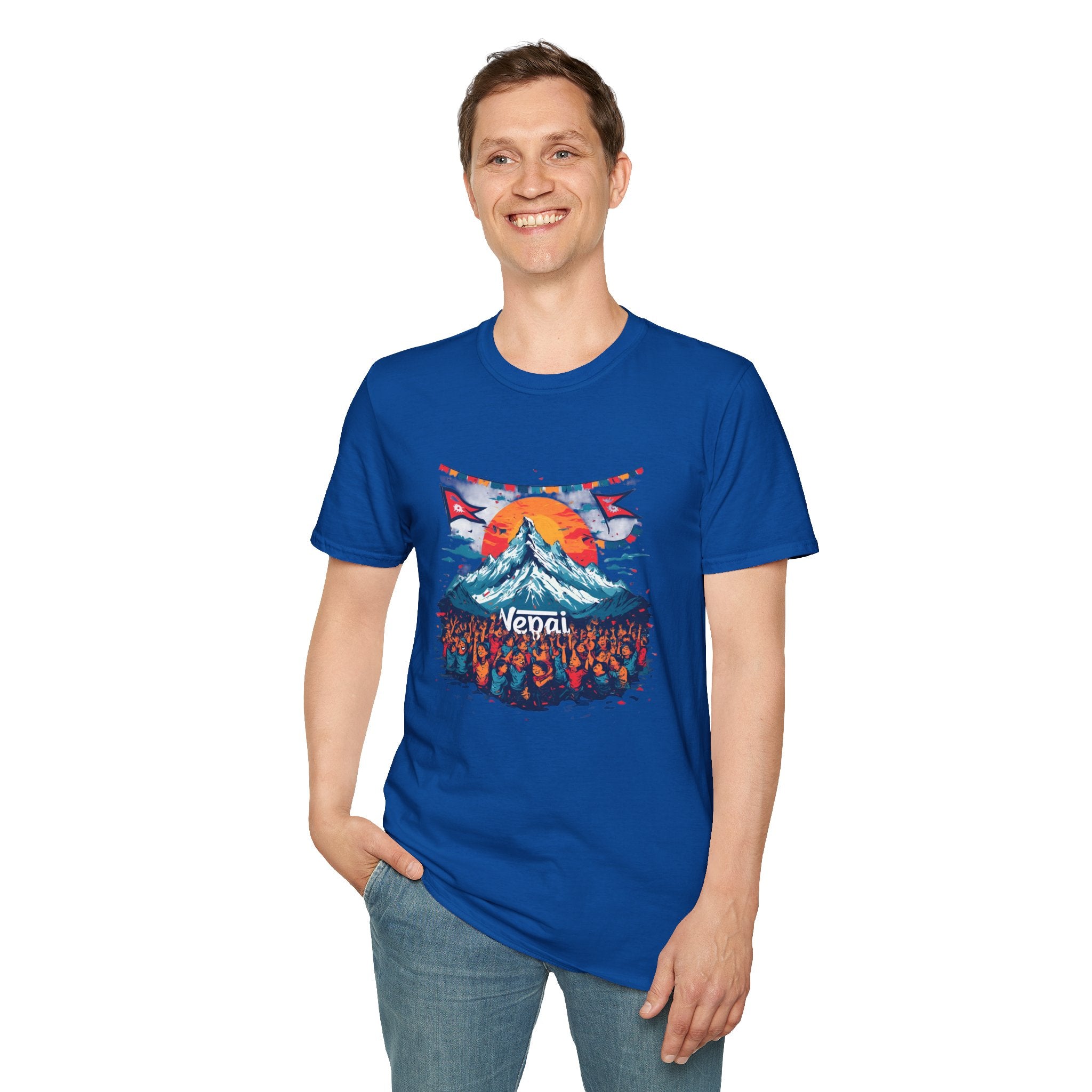 Nepal Mountain Sunrise T-Shirt — Retro Trekking Graphic Tee