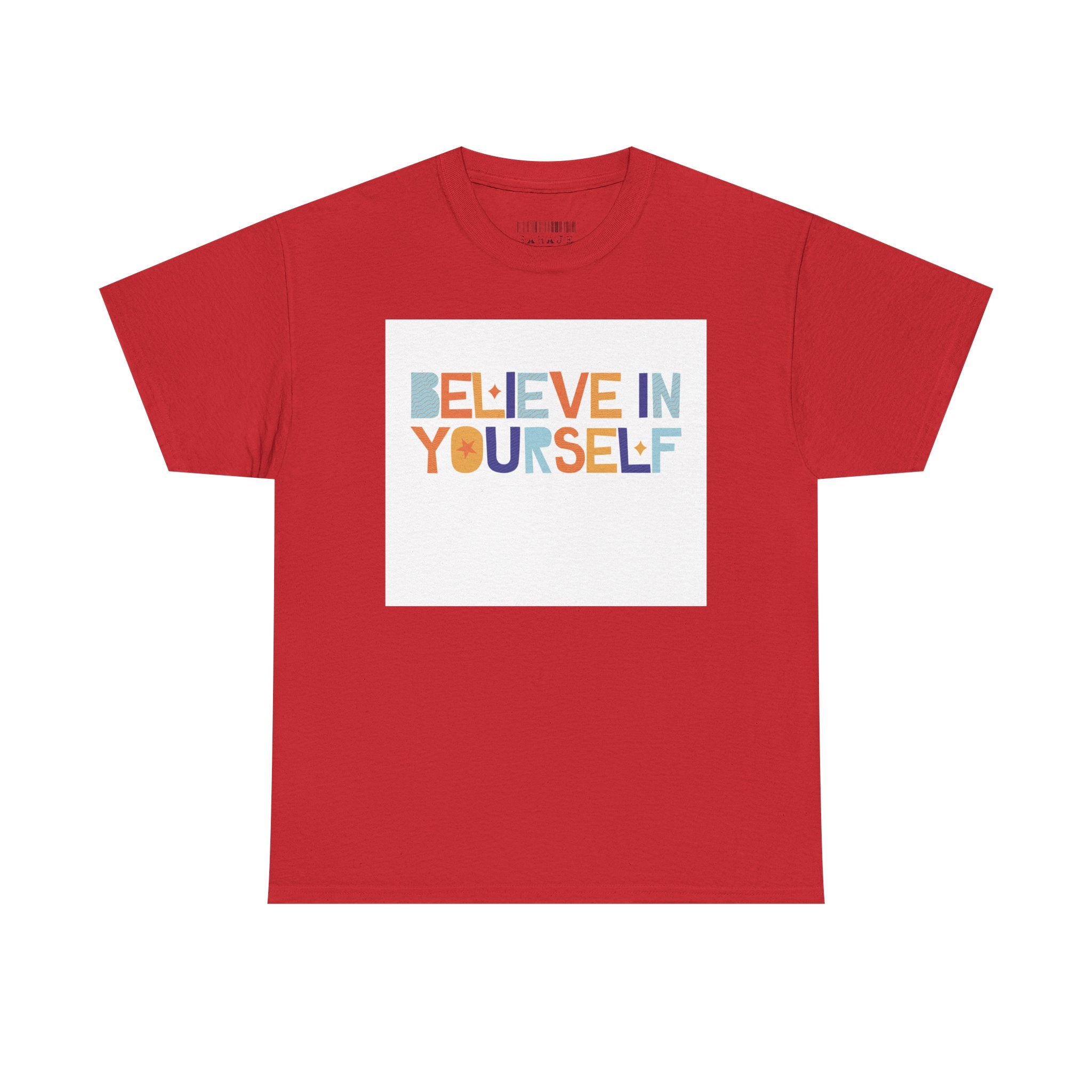 T-Shirt — "Believe in Yourself" Colorful Retro Motivational Tee