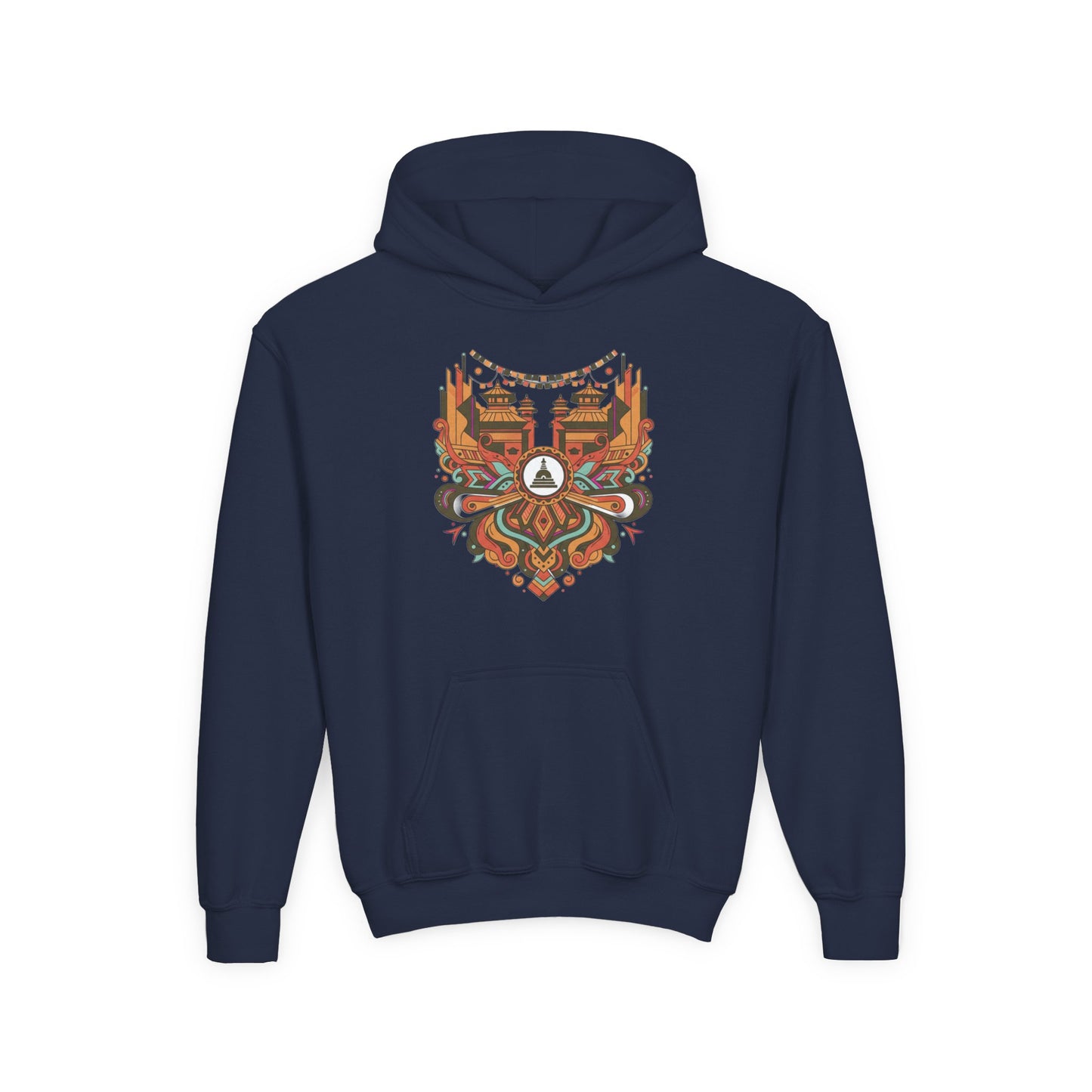 Youth Hoodie — Rustic Peace Mandala Graphic