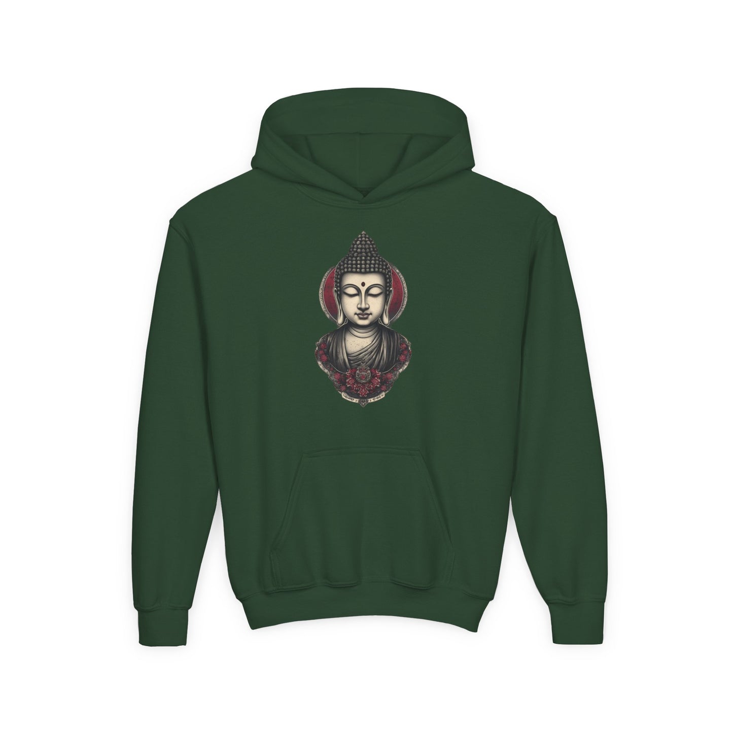 Buddha Head Youth Hoodie — Vintage Lotus Meditation Sweatshirt