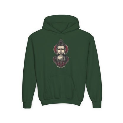 Buddha Head Youth Hoodie — Vintage Lotus Meditation Sweatshirt