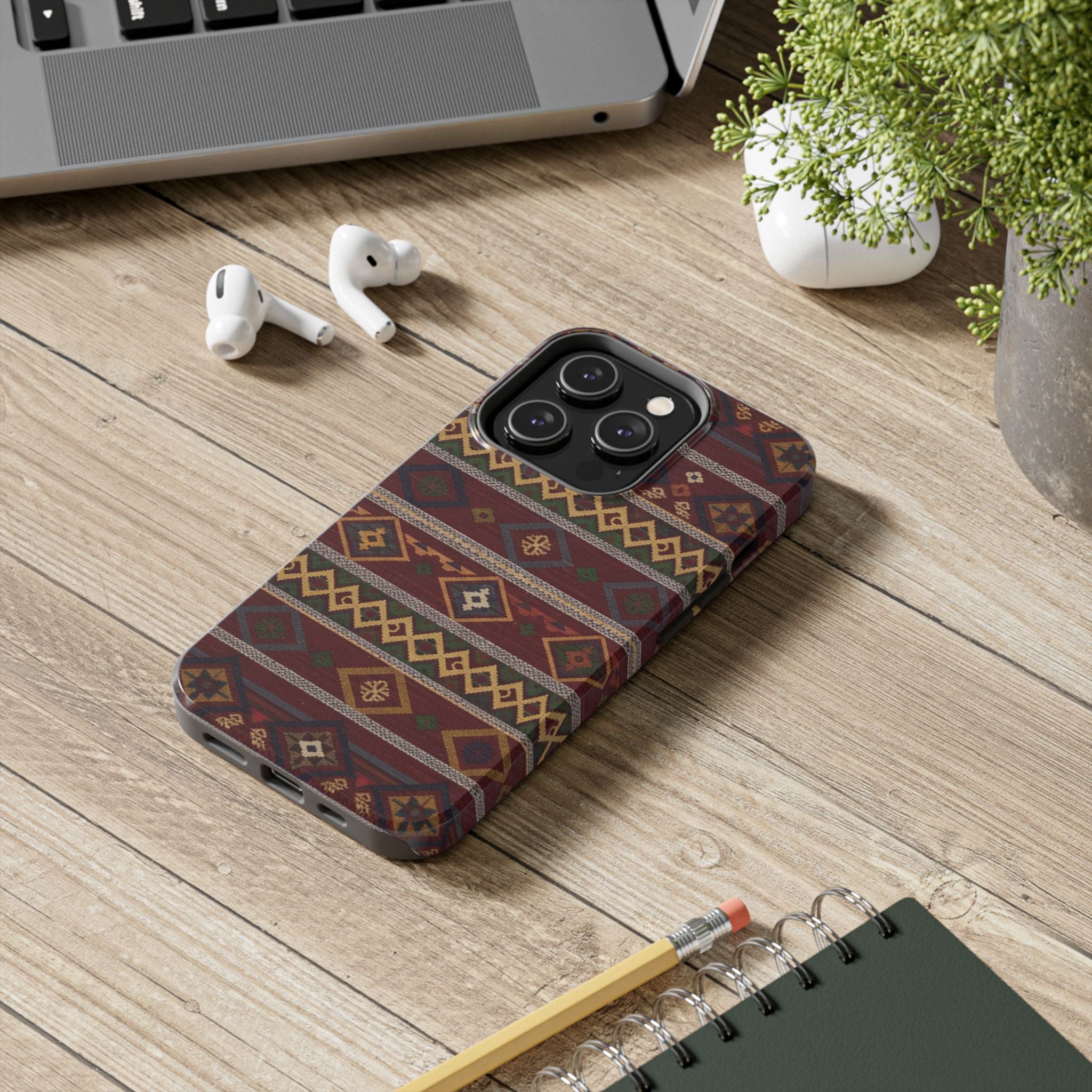 Aztec Pattern Tough Phone Case — Rustic Tribal Protective Cover