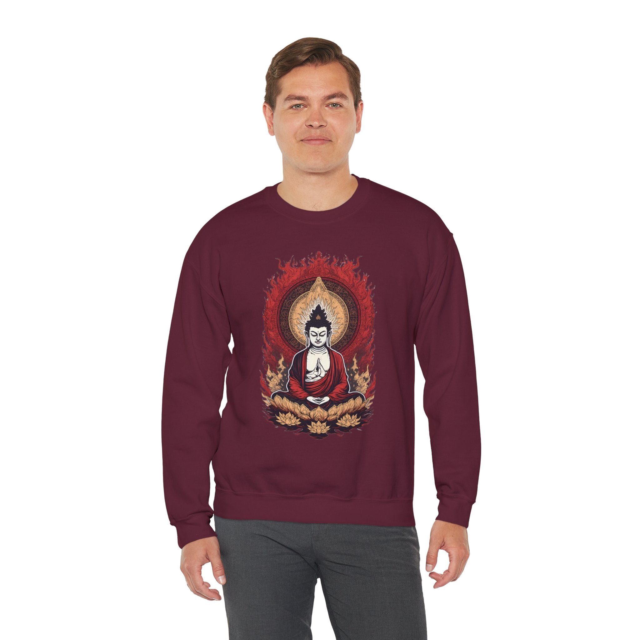 Buddha Lotus Flame Crewneck Sweatshirt