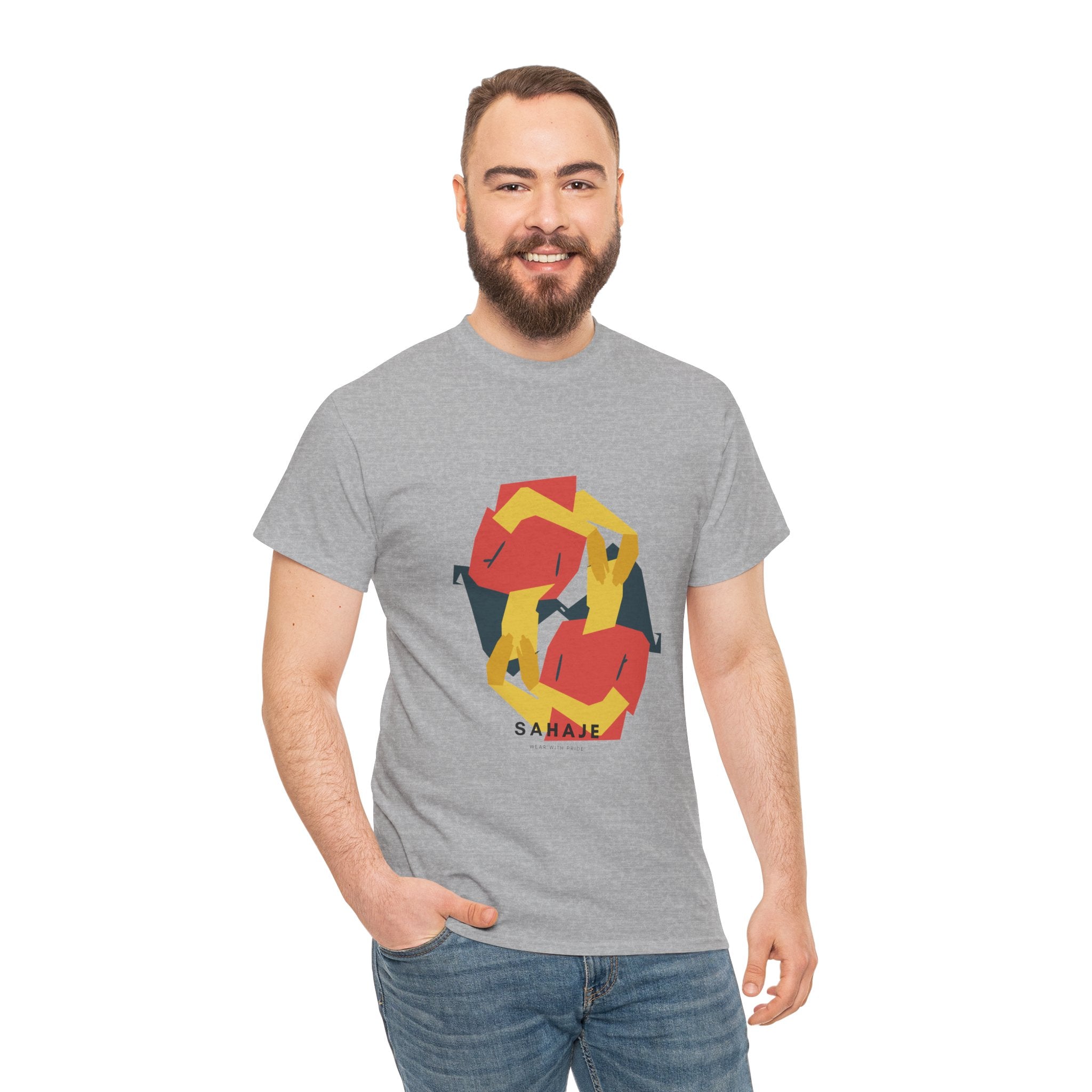 Geometric Fox Tee — Stylized Red & Yellow Fox Illustration T-Shirt