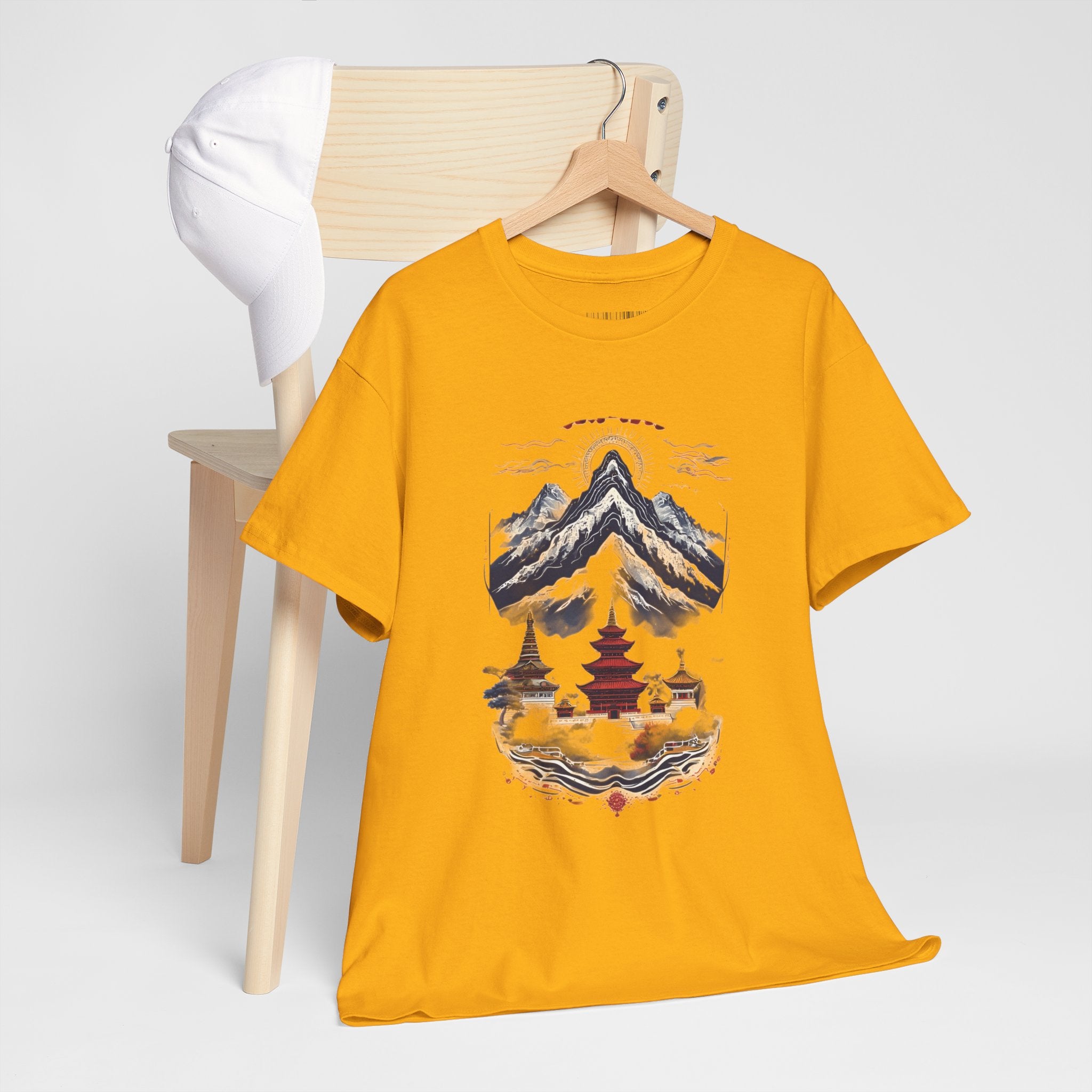Japanese Mountain Pagoda T-Shirt — Zen Temple Landscape Tee