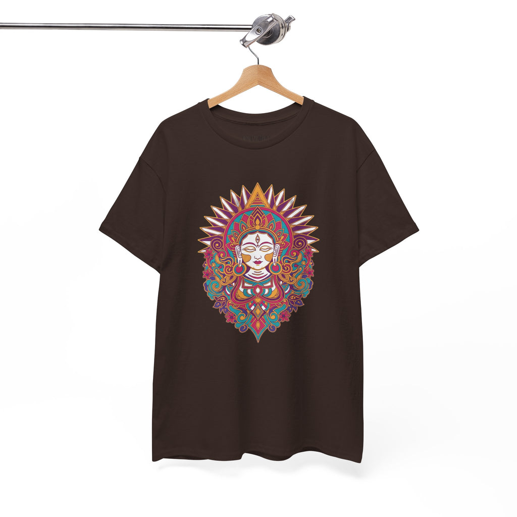Spiritual Goddess Sun Mandala Tee — Colorful Boho Yoga T‑Shirt