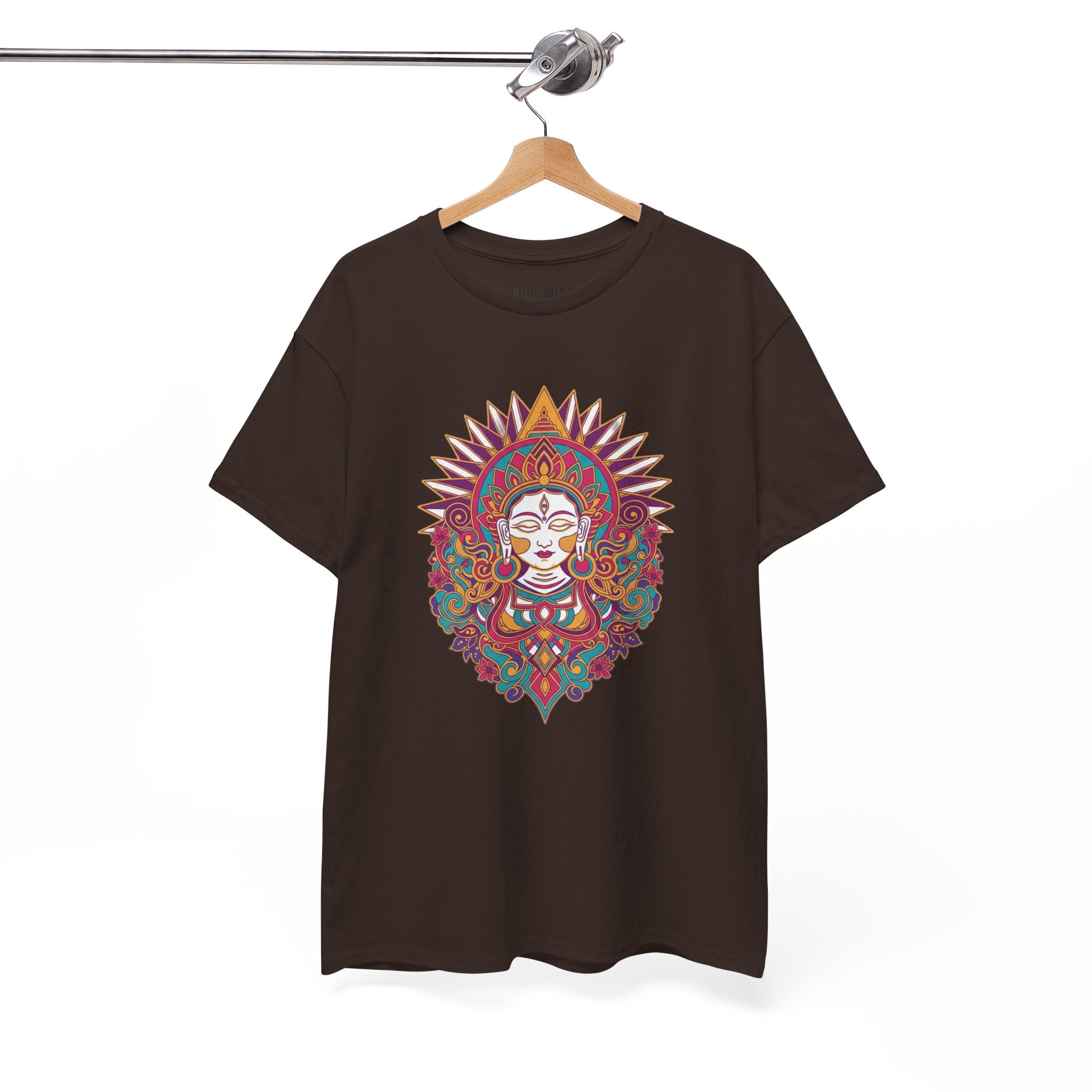 Spiritual Goddess Sun Mandala Tee — Colorful Boho Yoga T‑Shirt