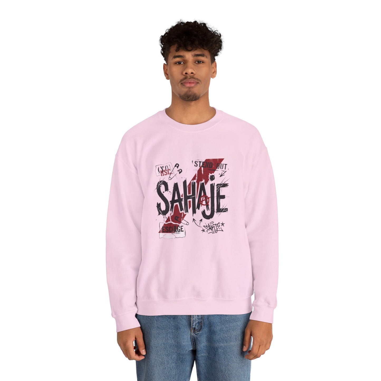 Sahaje Graphic Crewneck Sweatshirt – Streetwear Logo Pullover