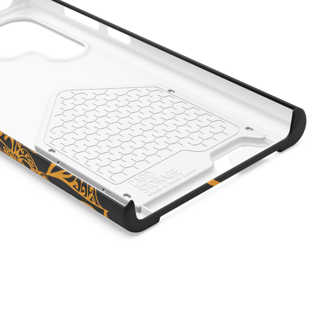 Elegant Mandala Phone Case With Card Holder, Boho Chic Gift, Smartphone Protector, Functional Accessory, Stylish Tech Decor