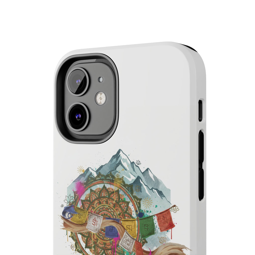 Mountain Compass Tough Phone Case with Prayer Flags & Fish Design