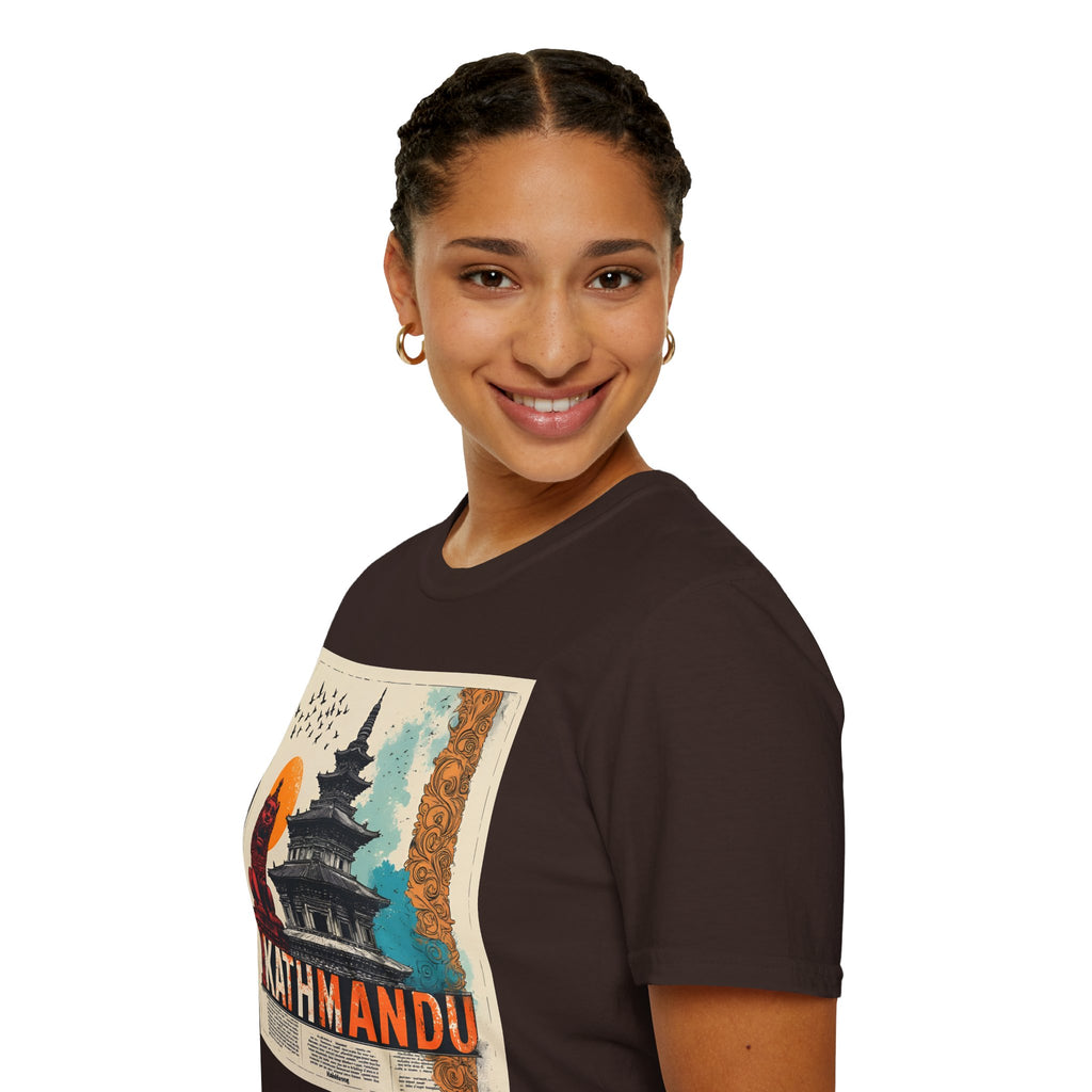 Kathmandu Vintage Travel T-Shirt – Retro Nepal Skyline Graphic Tee, Cultural Tourism Design