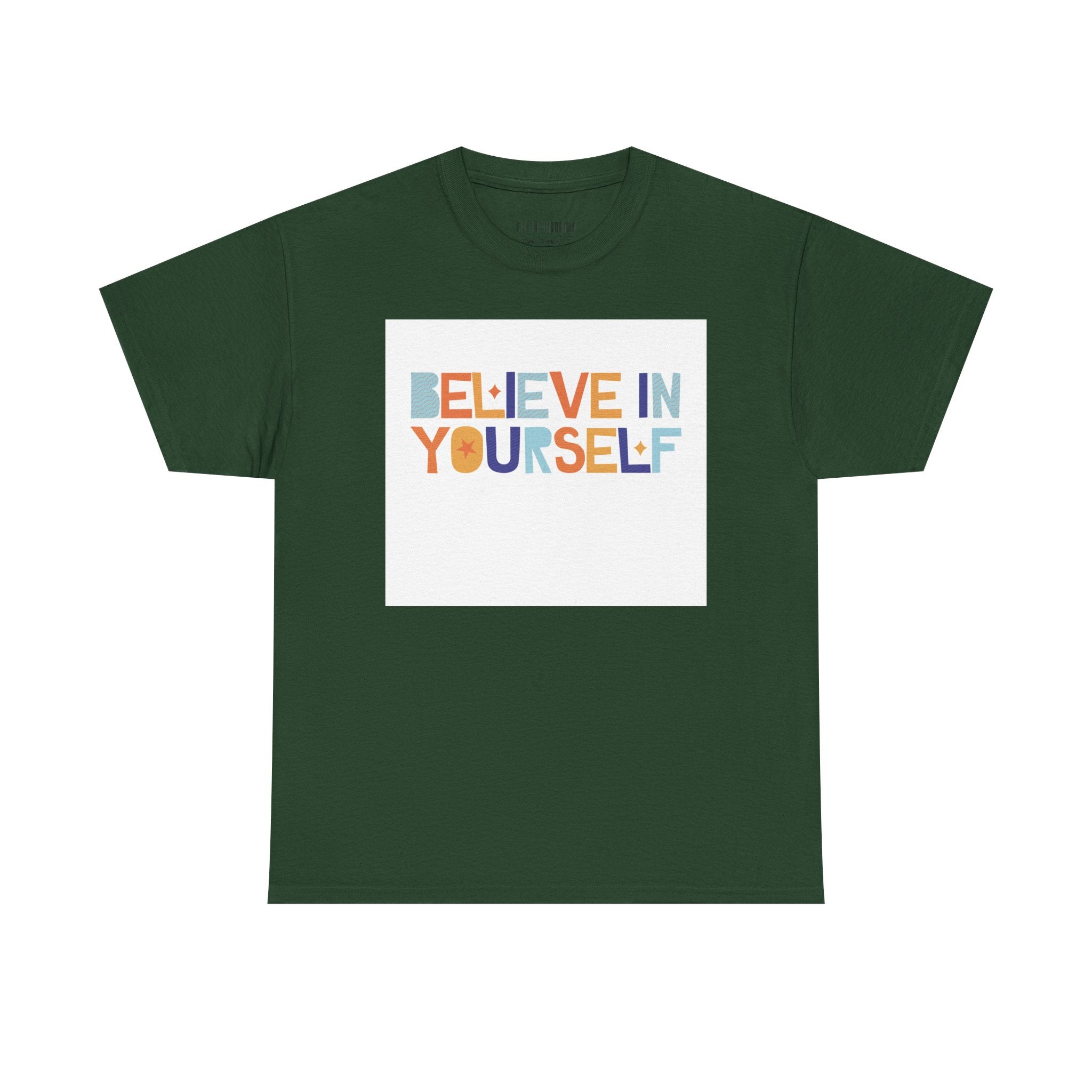 T-Shirt — "Believe in Yourself" Colorful Retro Motivational Tee