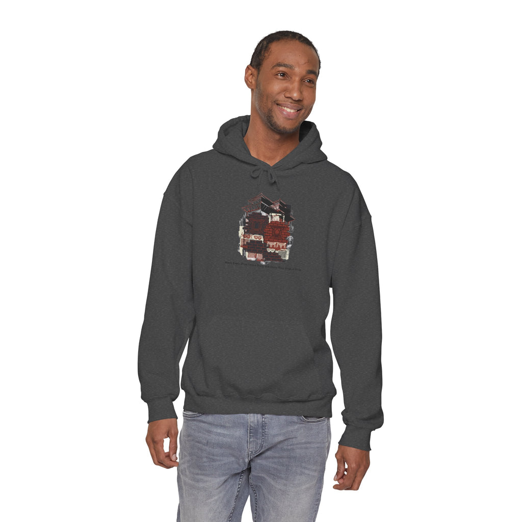 Hoodie — Vintage Urban Industrial Building Graphic Hoodie (Architectural Sketch)