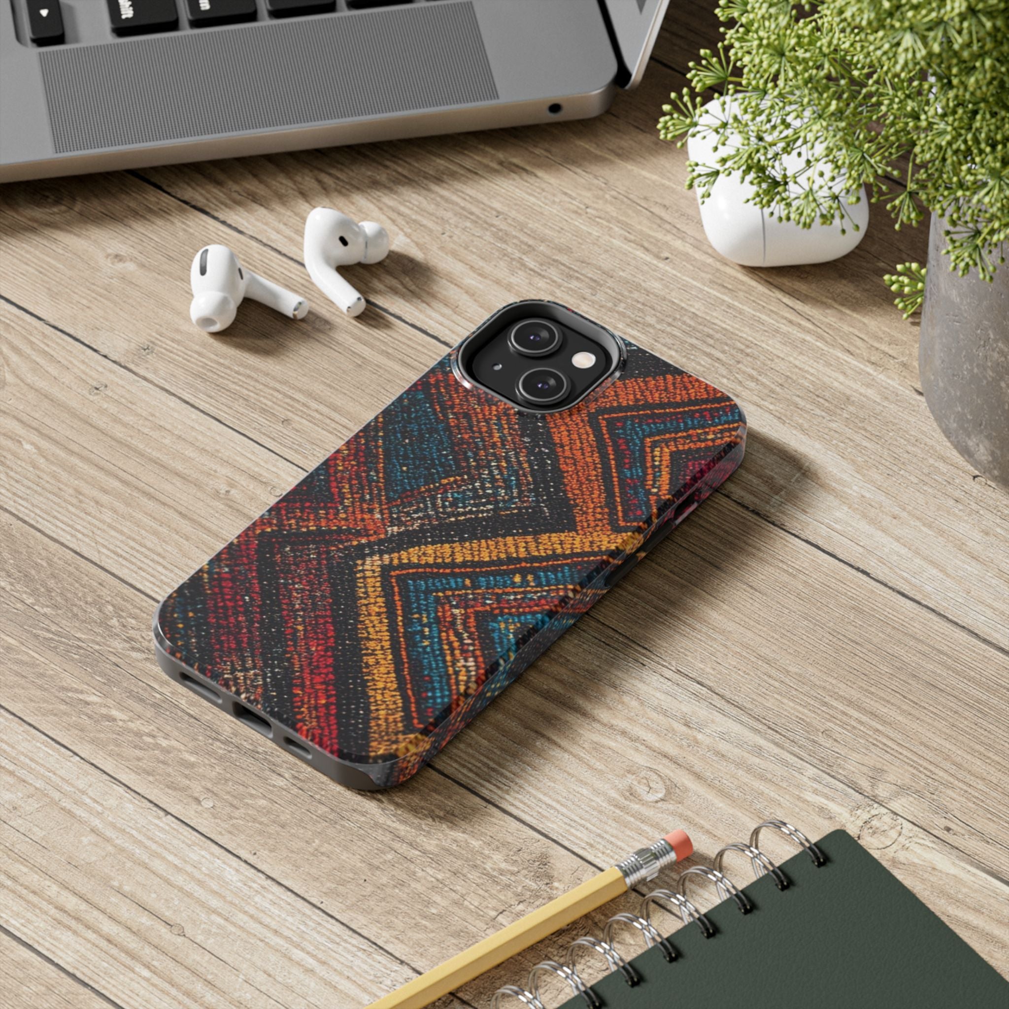 Tough Phone Case — Boho Geometric Rug Pattern, Protective iPhone Cover