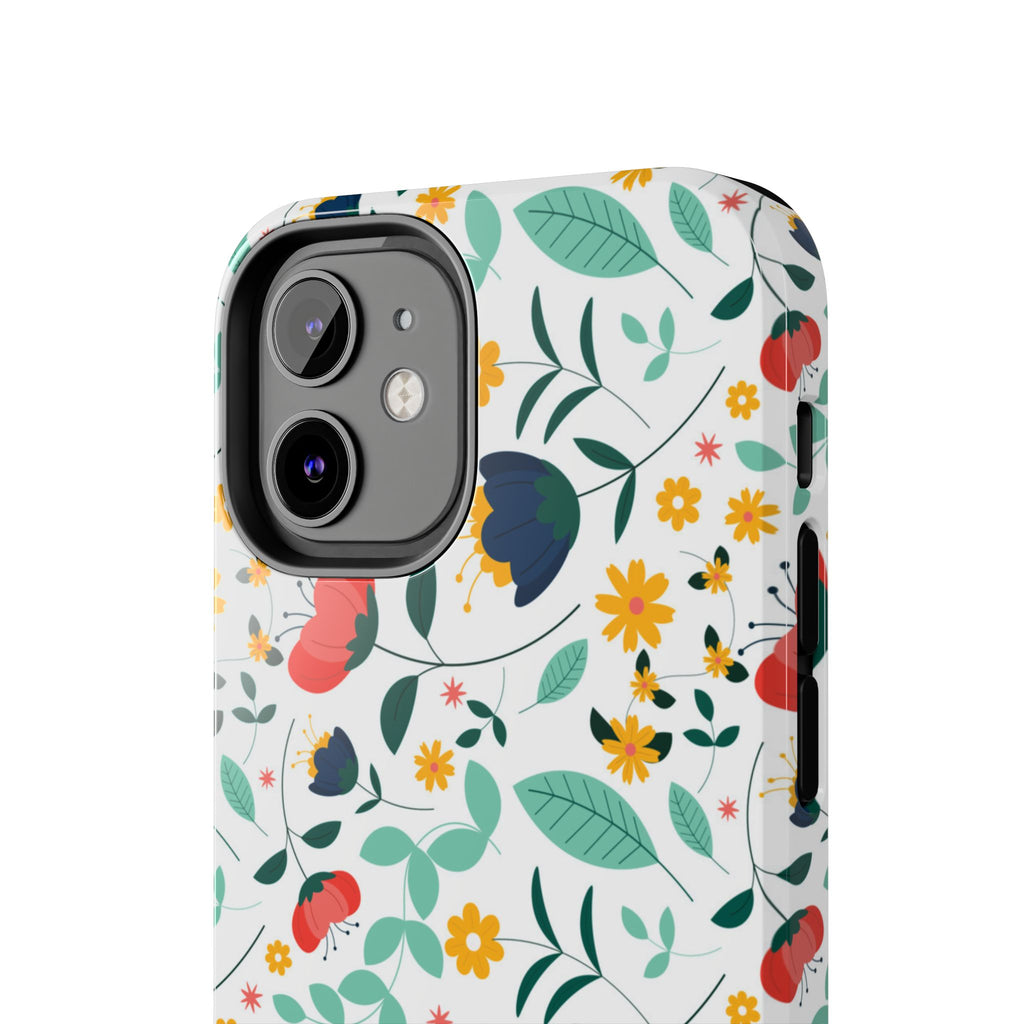 Floral Pattern Tough Phone Case — Colorful Spring Flowers Phone Cover