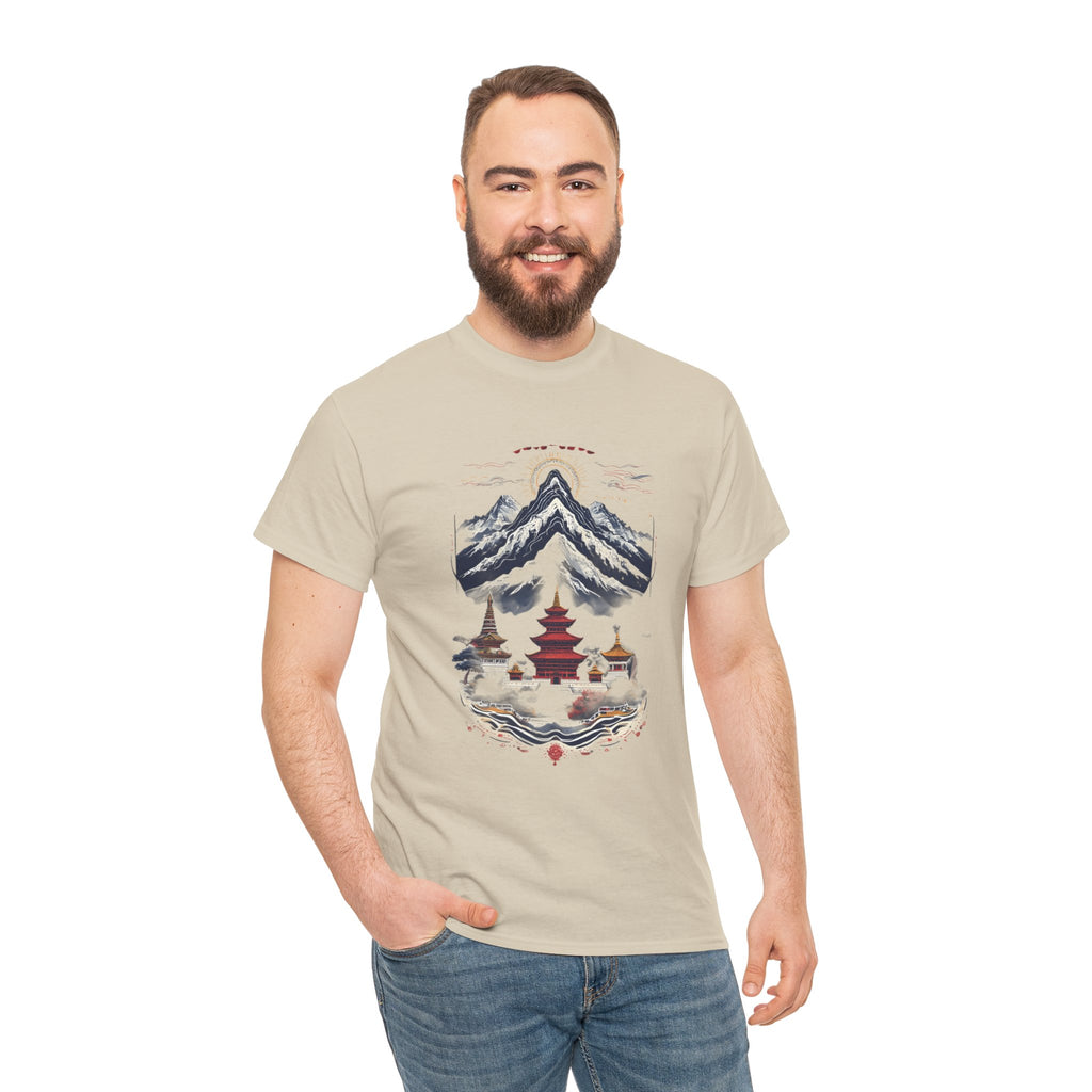 Japanese Mountain Pagoda T-Shirt — Zen Temple Landscape Tee