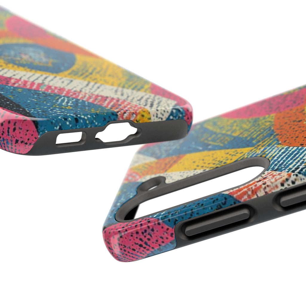 Bold Retro Abstract Tough Phone Case — Colorful Geometric Protective Cover