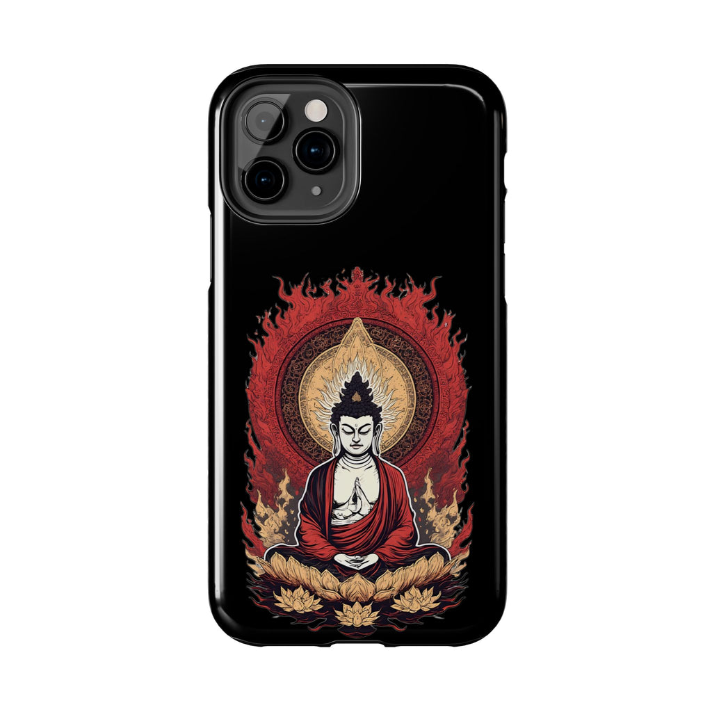 Buddha Meditation Tough Phone Case — Flame Halo Lotus Spiritual Protective Cover