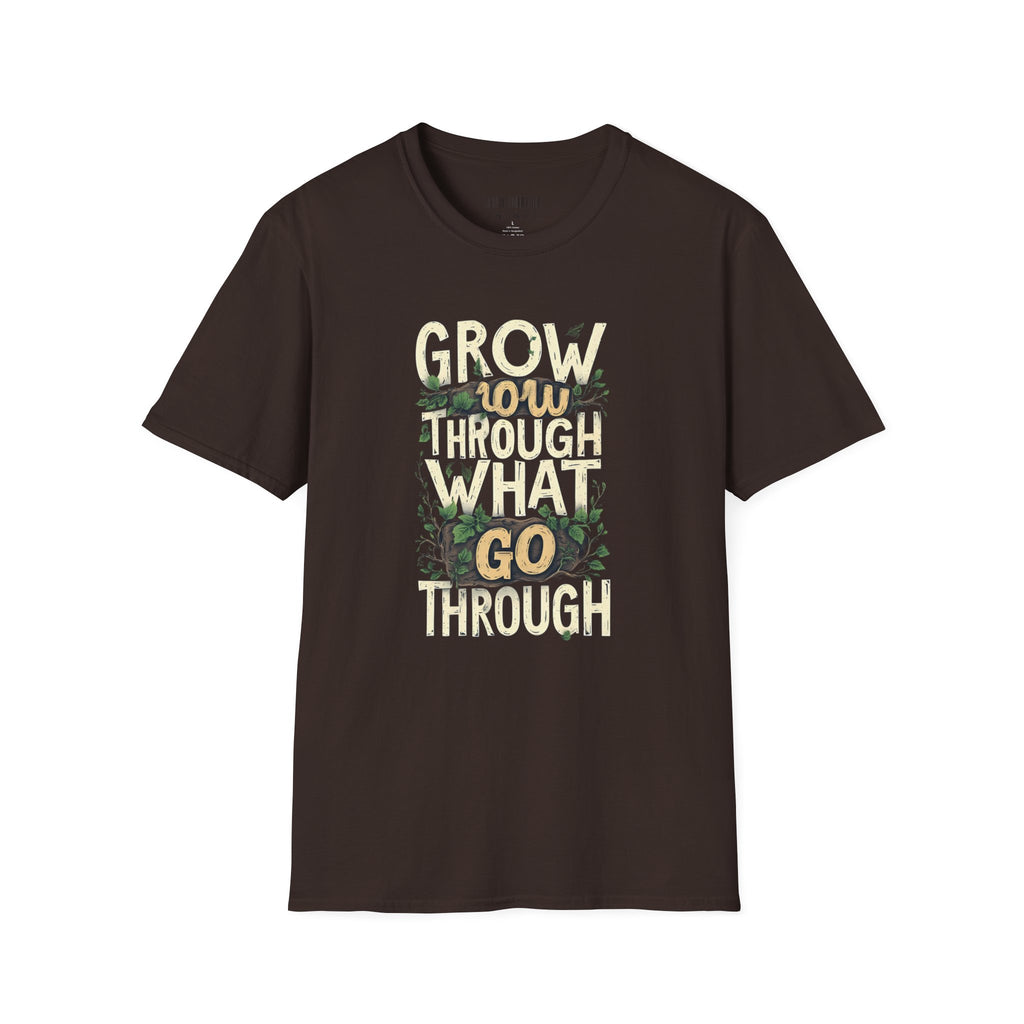 T-Shirt — Floral 'Grow Slow, Go Through' Inspirational Graphic Tee