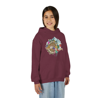 Youth Hoodie — Colorful Mountain Adventure Graphic