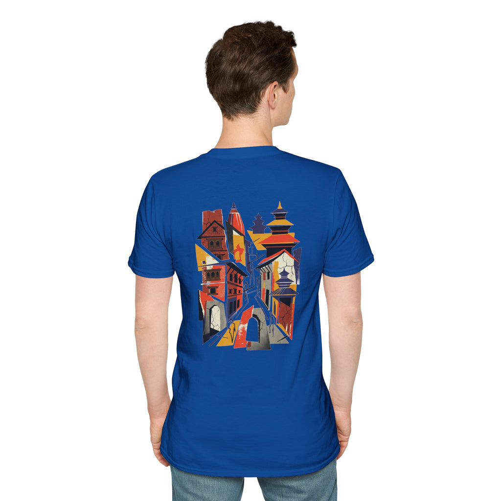 Nepal Street Scene T-Shirt — Colorful Kathmandu Illustration Tee