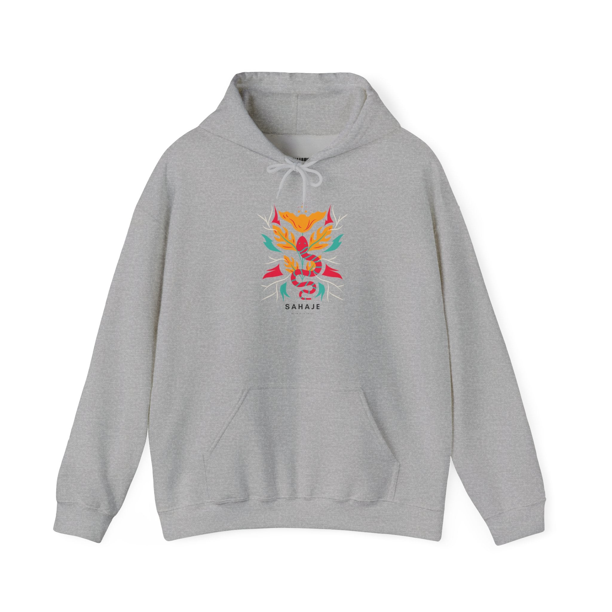 Floral Snake Hoodie — Colorful Serpent & Bloom Graphic Sweatshirt