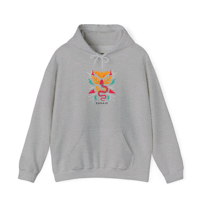 Floral Snake Hoodie — Colorful Serpent & Bloom Graphic Sweatshirt