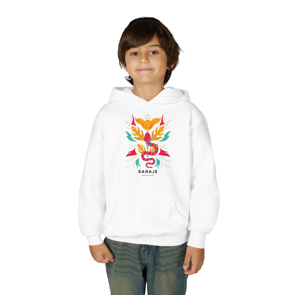 Youth Hoodie — Colorful Sahaja Floral Serpent Design