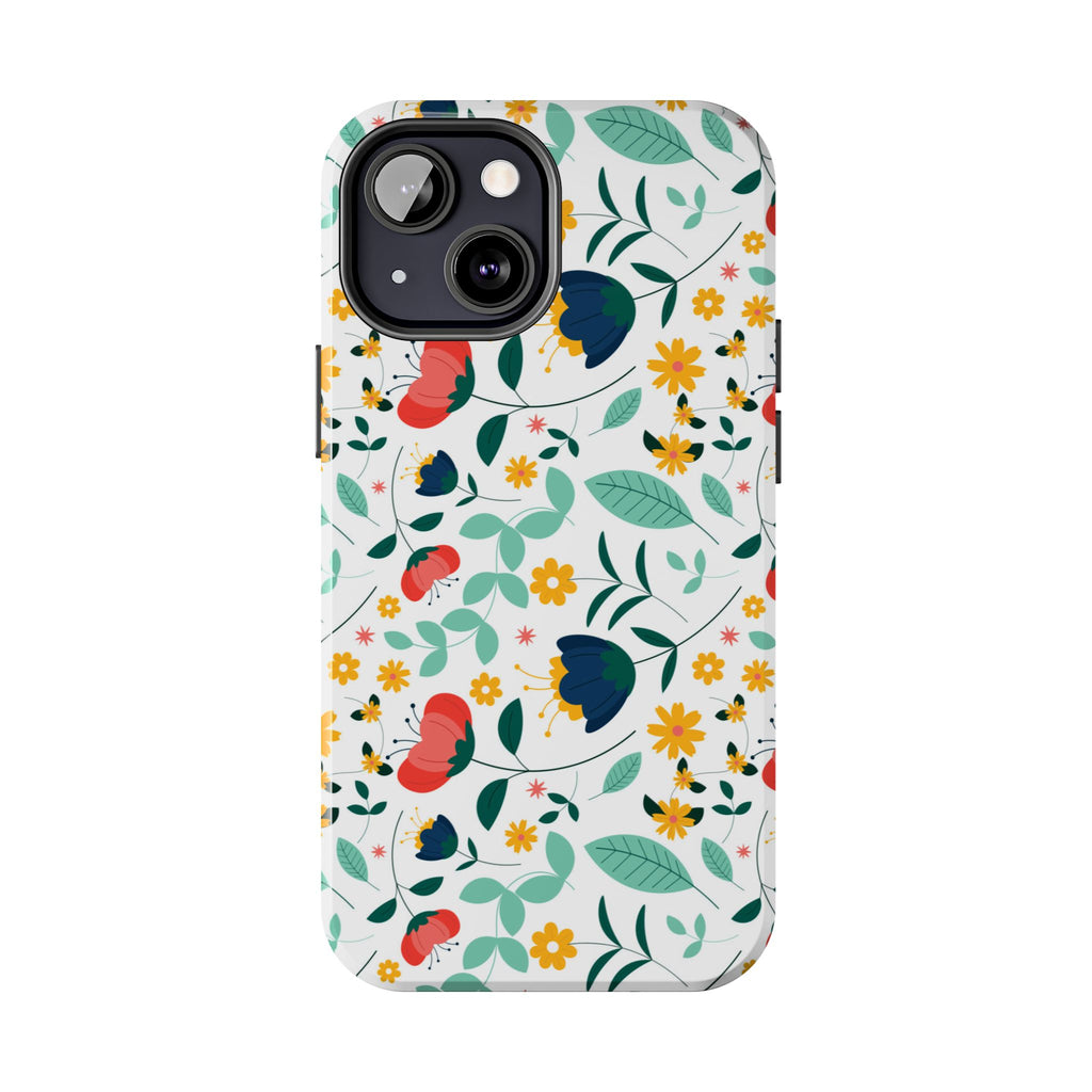 Floral Pattern Tough Phone Case — Colorful Spring Flowers Phone Cover