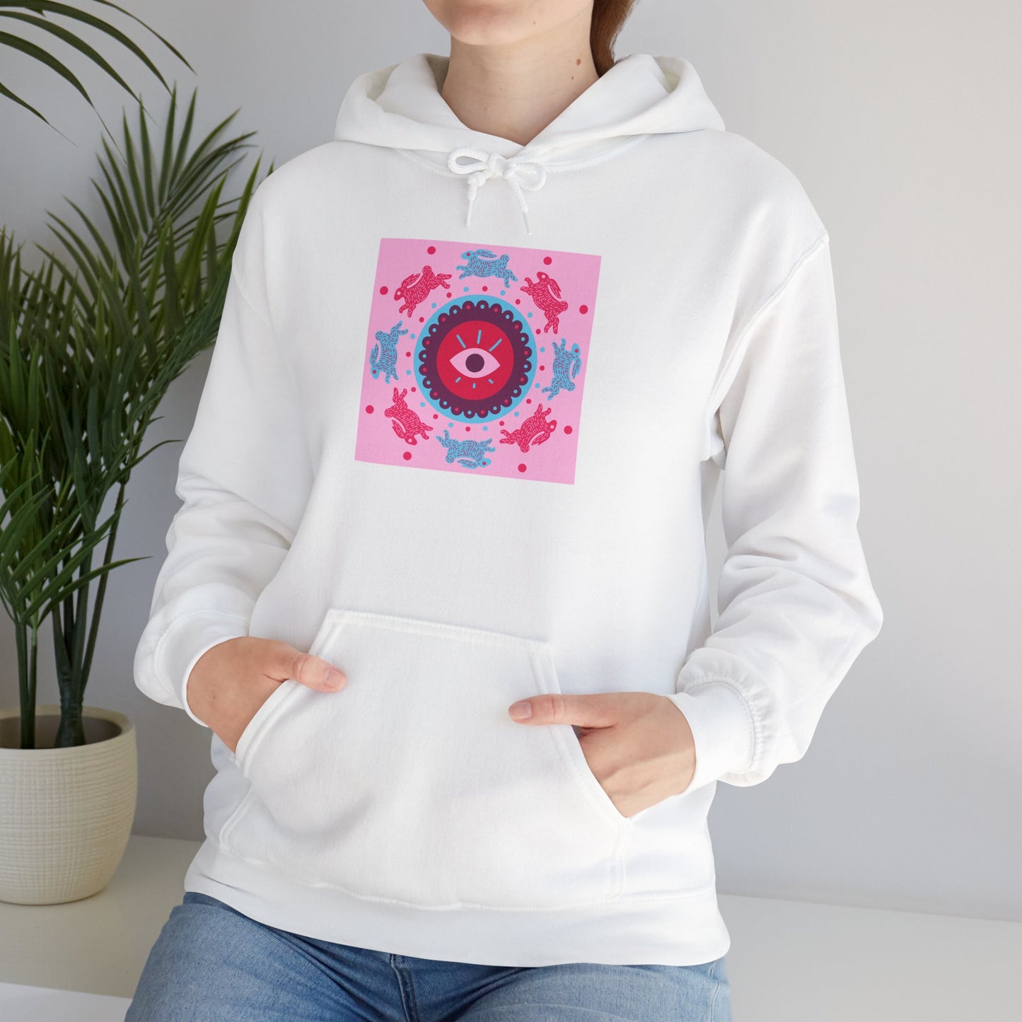 Kaleidoscope Heart Hoodie — Pink Floral Mandala Graphic Hoodie