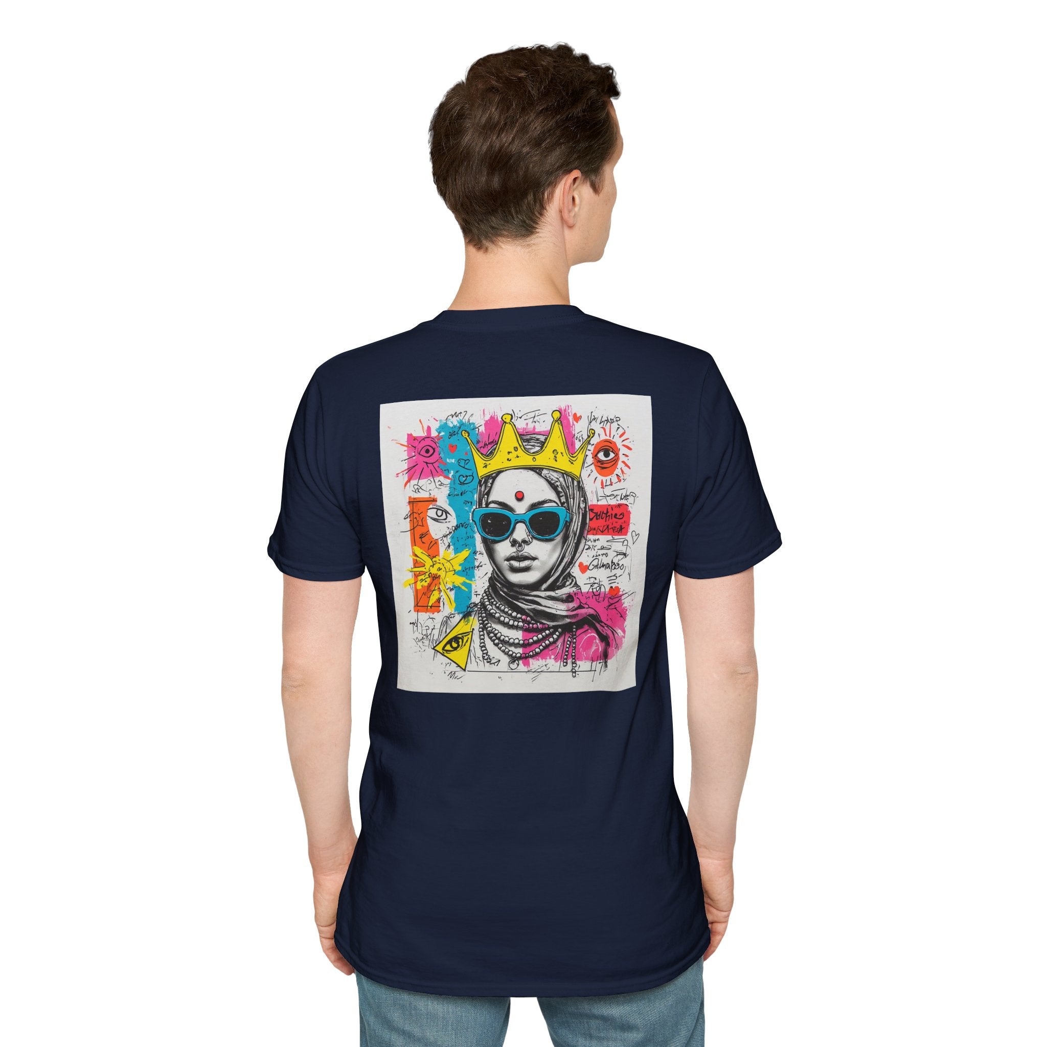 Street Art Portrait T-Shirt — Colorful Crowned Woman Graphic Tee
