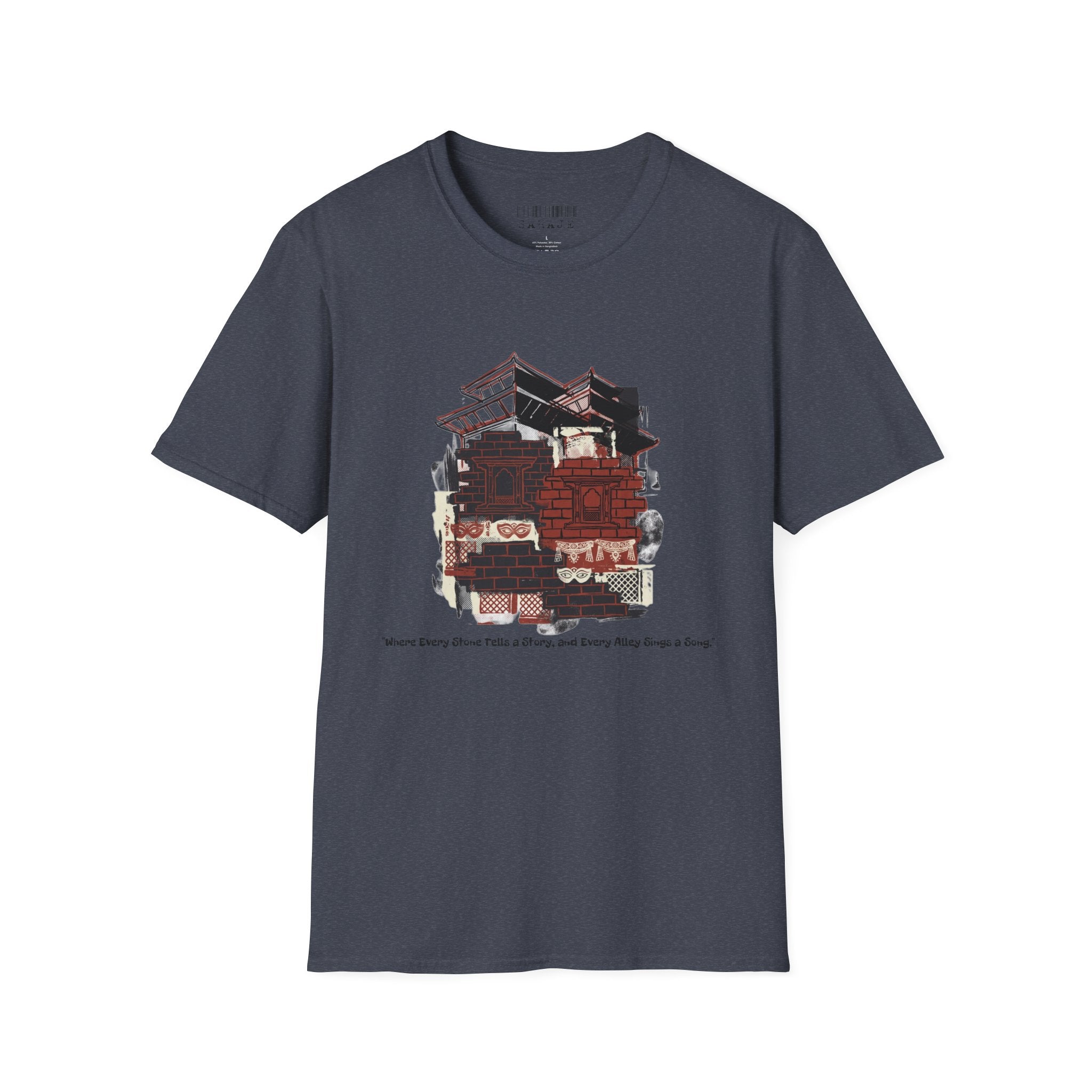 T-Shirt — Vintage Camper & Cabin Graphic Tee (“Woke 2 a New World & Now a Story” text)