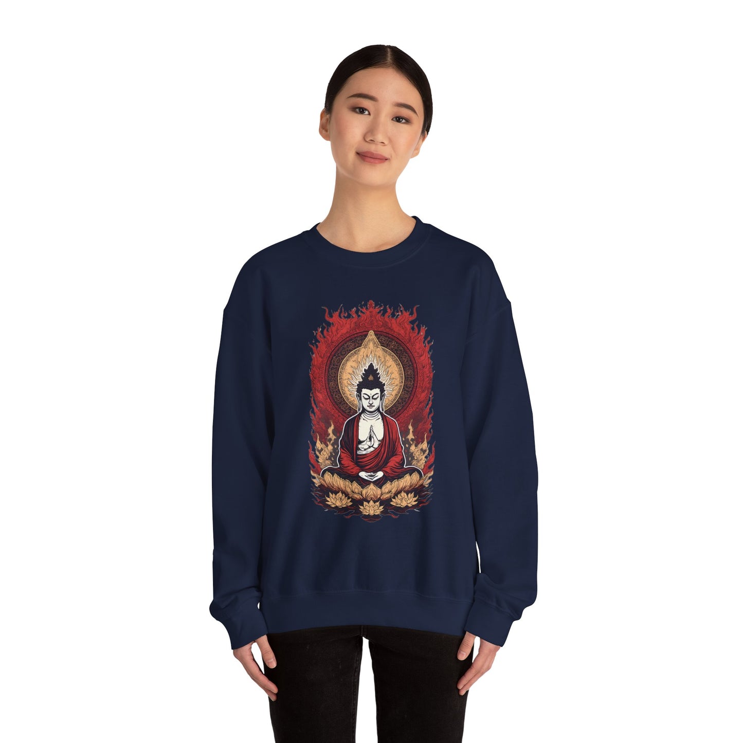 Buddha Lotus Flame Crewneck Sweatshirt