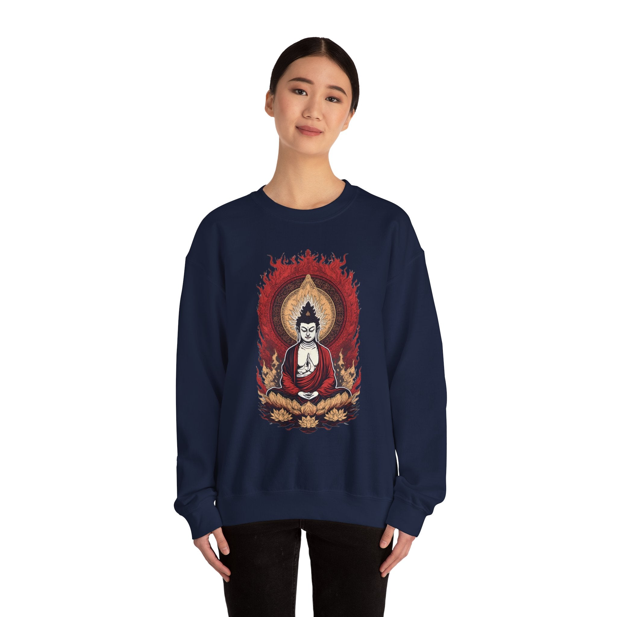 Buddha Lotus Flame Crewneck Sweatshirt