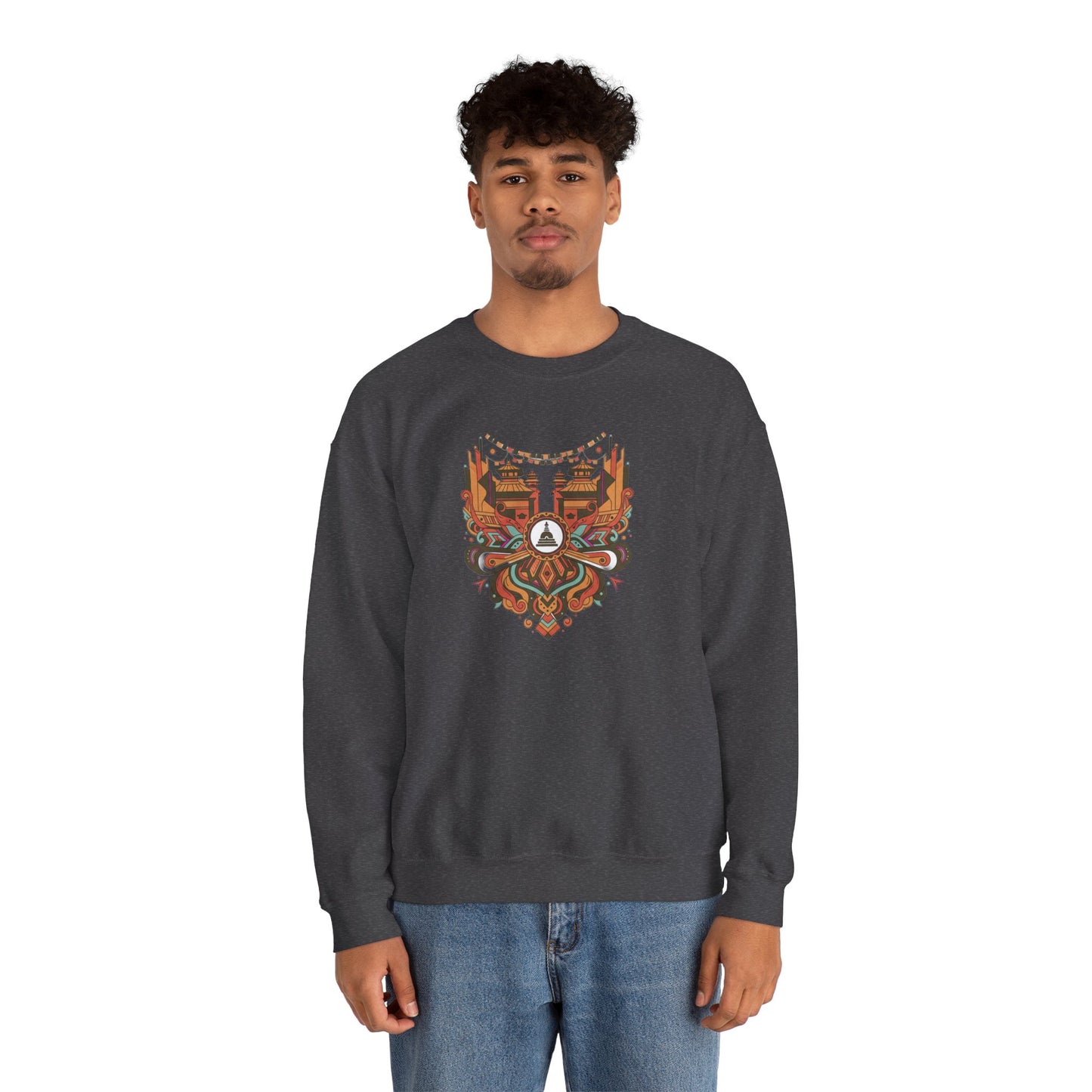 Vintage Tribal Fox Sweatshirt — Geometric Forest Animal Crewneck
