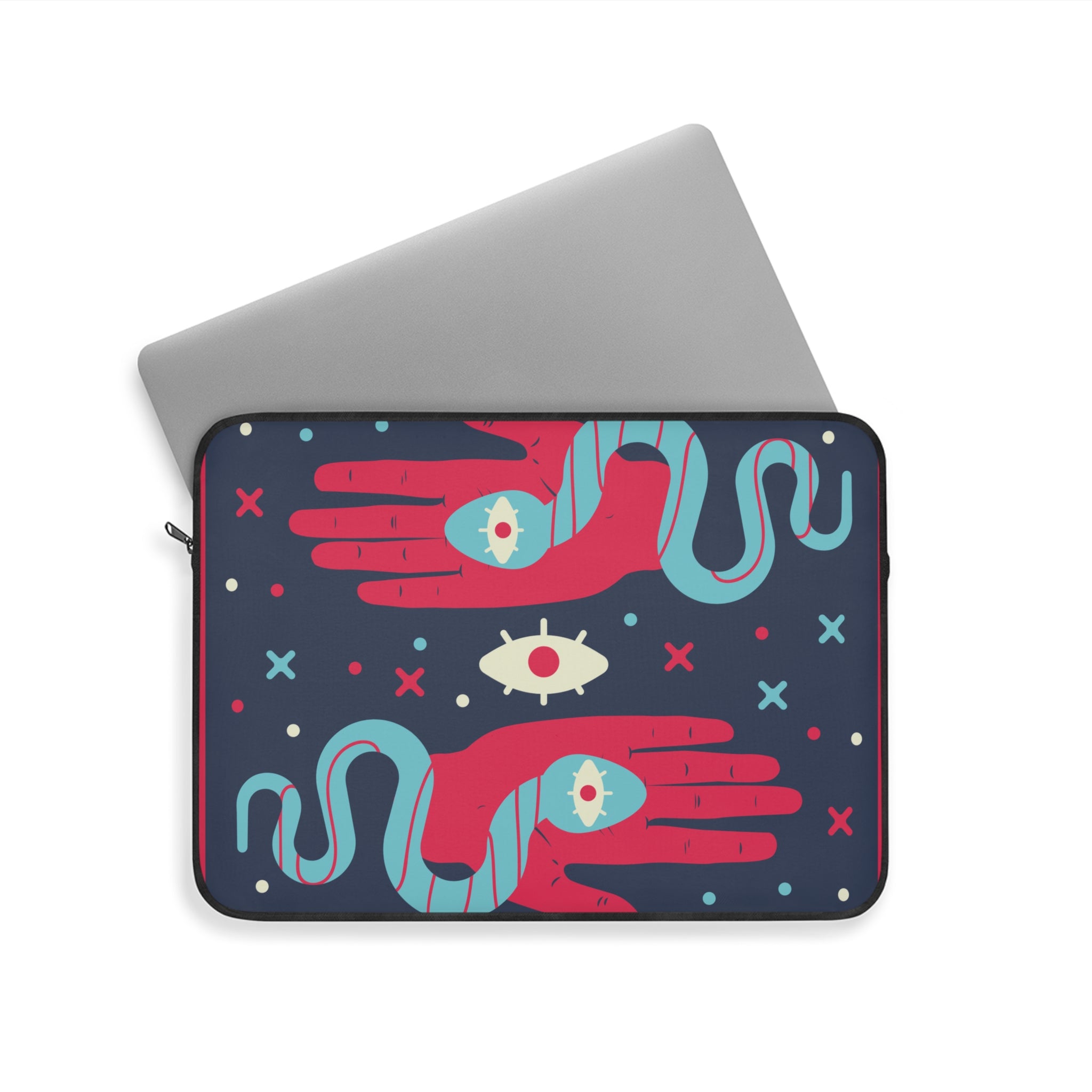 Colorful Snake & Hand Laptop Sleeve | Artistic Design, Tech Accessory, Gift for Creatives, Unisex Laptop Case, Unique Computer Cover