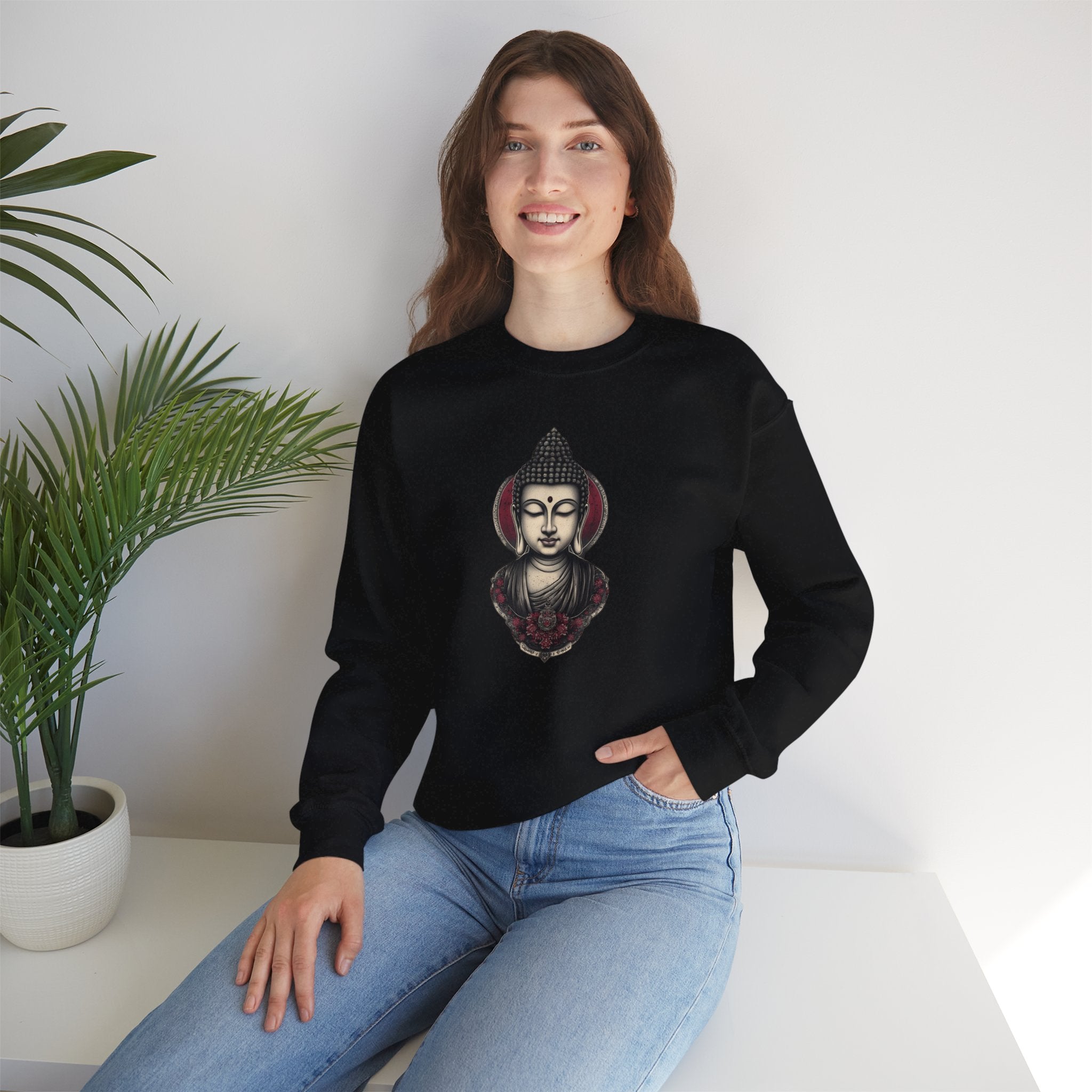 Buddha Lotus Crewneck Sweatshirt — Tranquil Meditation Graphic