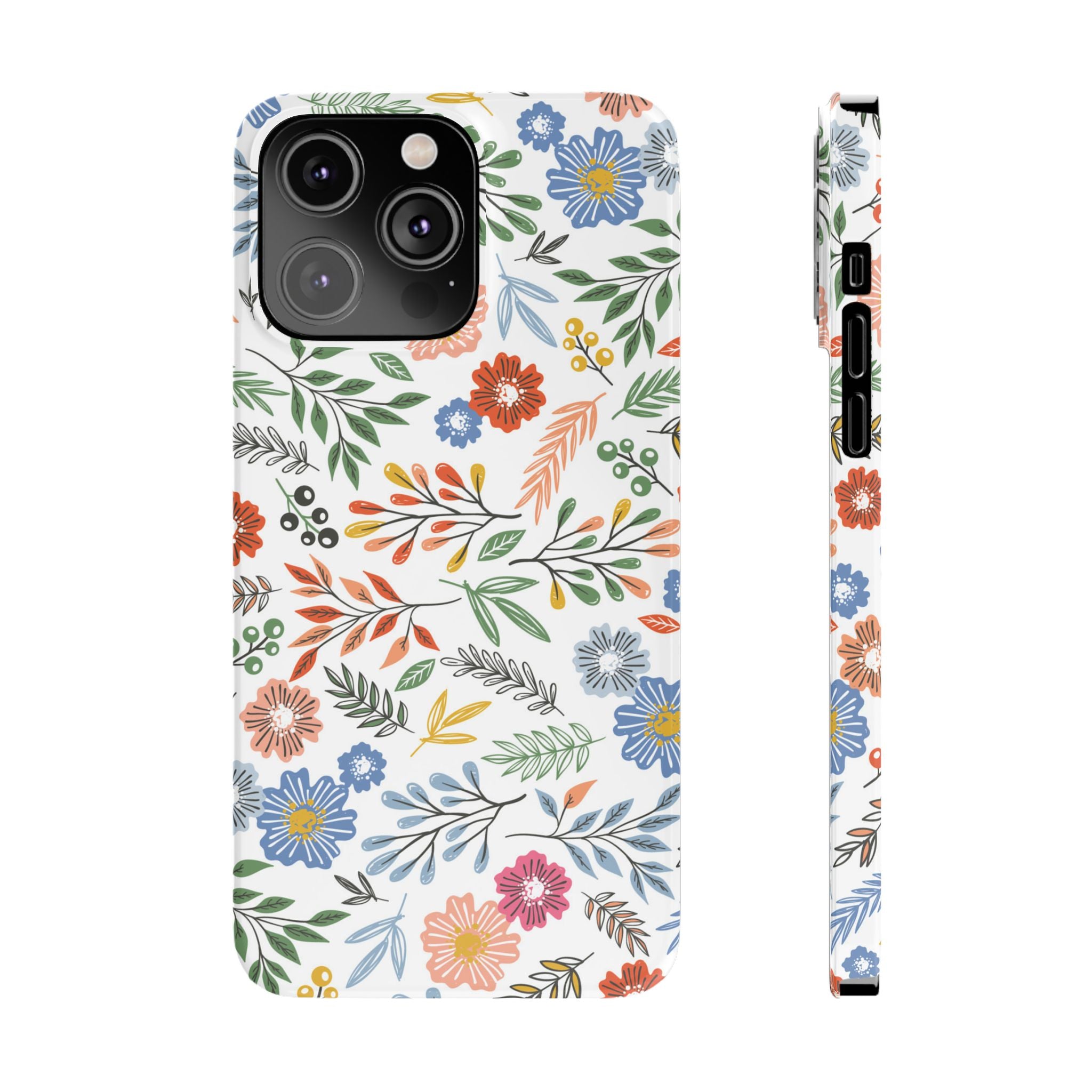 Slim Floral Phone Case — Colorful Hand-Drawn Wildflower Design