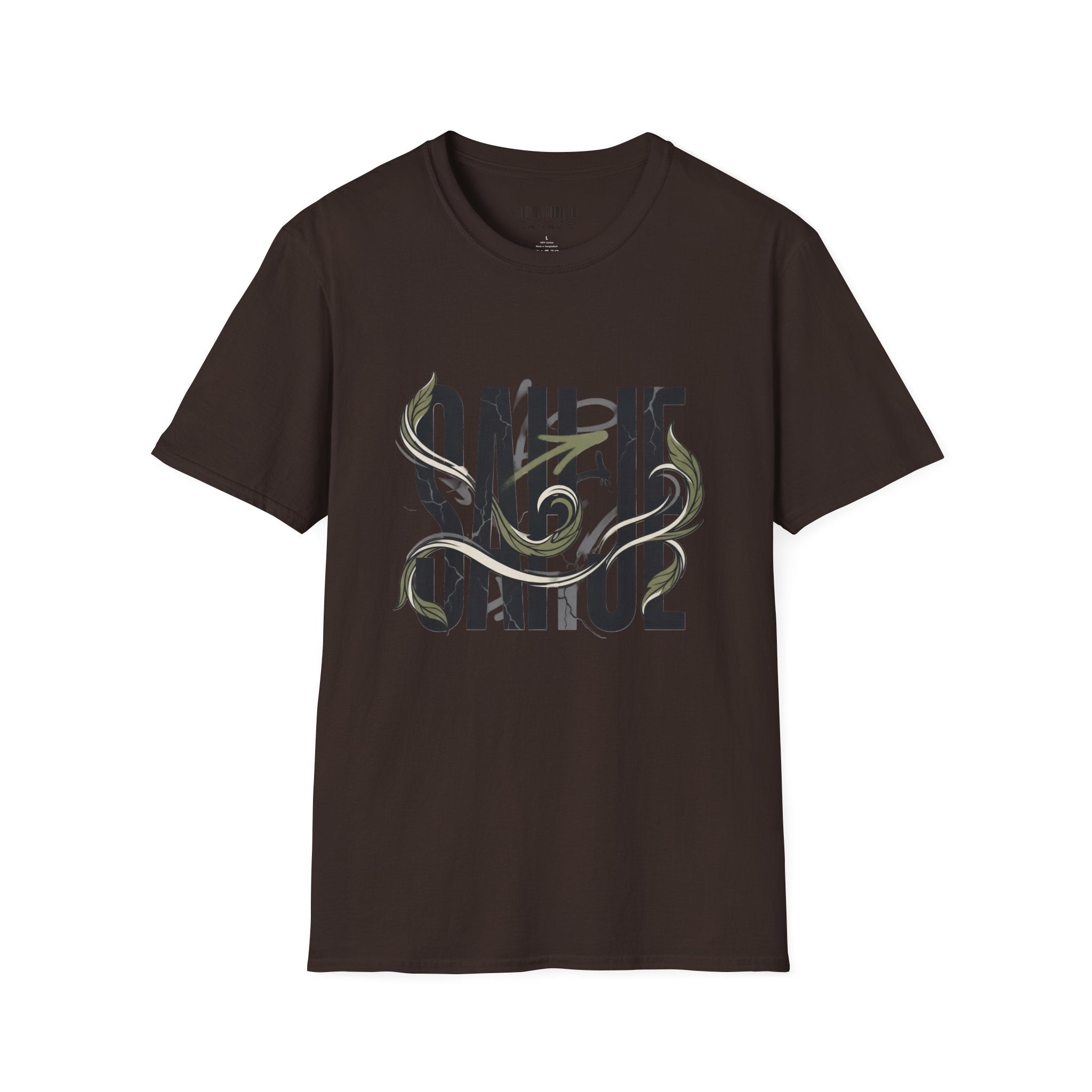 Saurus Graphic T-Shirt — Retro Block Lettering with Snake Illustration