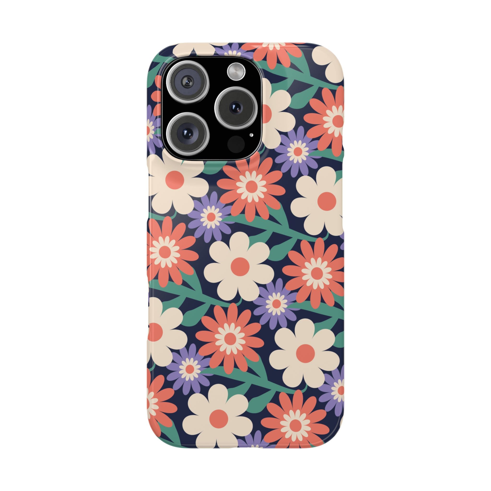 Floral Retro Slim Phone Case – Navy Ditsy Flowers